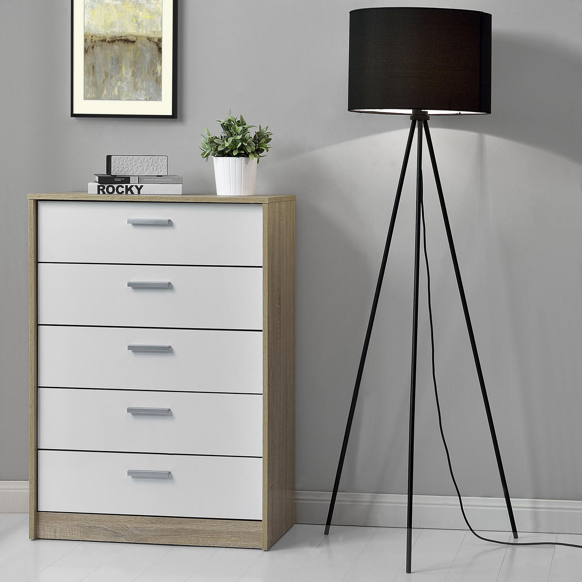 STEHLEUCHTE Dreifuß - Schwarz, Metall (40/40/150cm) - lux.pro
