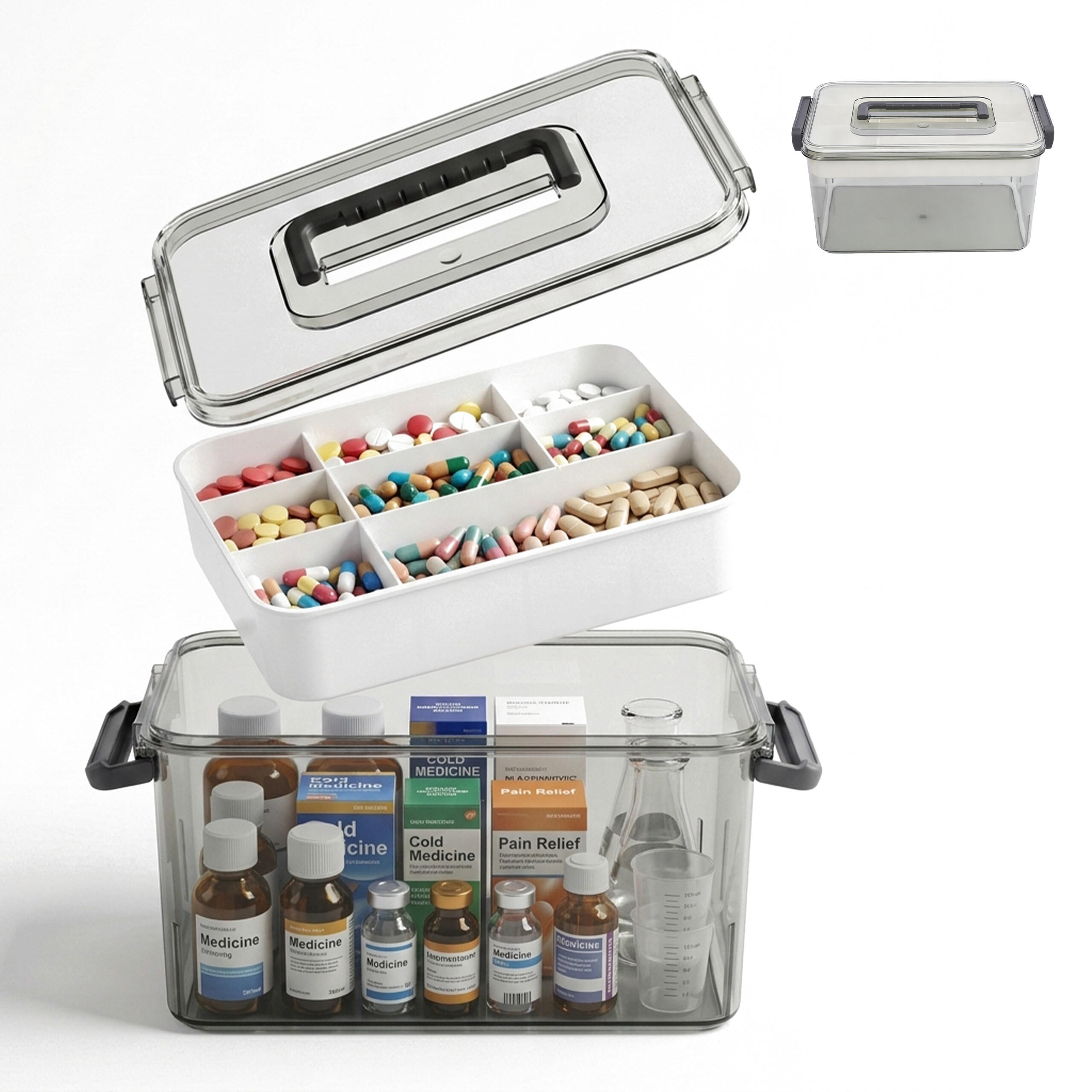 MEDIZINBOX - Transparent, Kunststoff (29/17/21cm) - Relaxdays