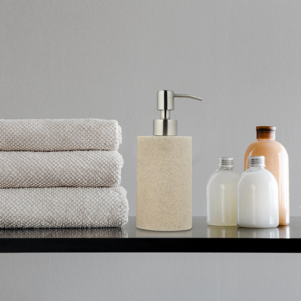 SEIFENSPENDER - Grau, Kunststoff/Metall (7/16.5/8cm) - Relaxdays