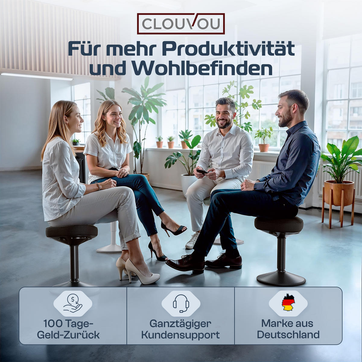 BÜROHOCKER Nexus Anthrazit - Anthrazit/Weiß, Textil/Metall (36/82/36cm) - Clouvou