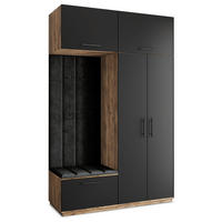 GARDEROBENSCHRANK REMA 150/240/60 cm Modern Eichefarben - Eichefarben/Schwarz, Holzwerkstoff (150/240/60cm) - MASSENO