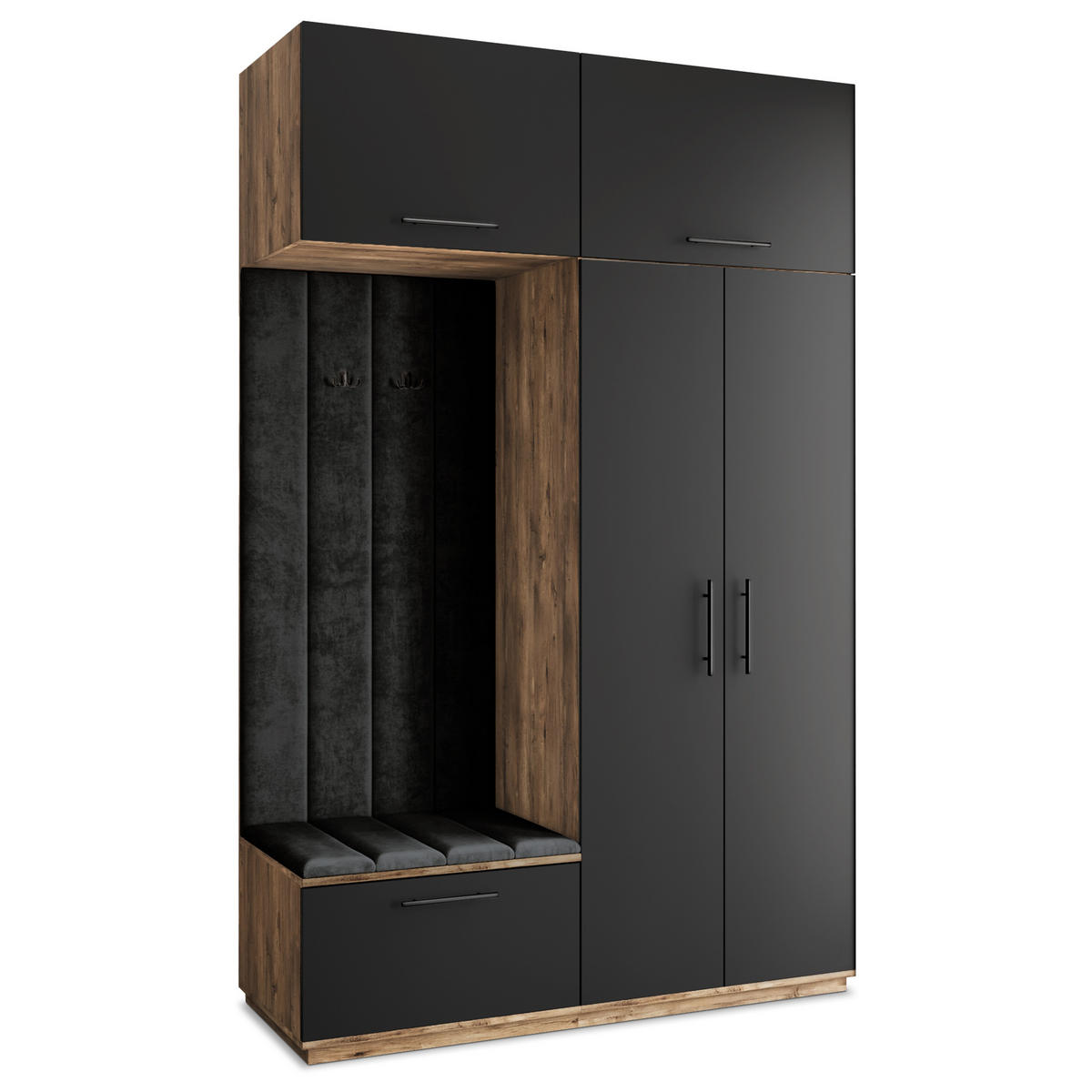 GARDEROBENSCHRANK REMA 150/240/60 cm Modern Eichefarben - Eichefarben/Schwarz, Holzwerkstoff (150/240/60cm) - MASSENO