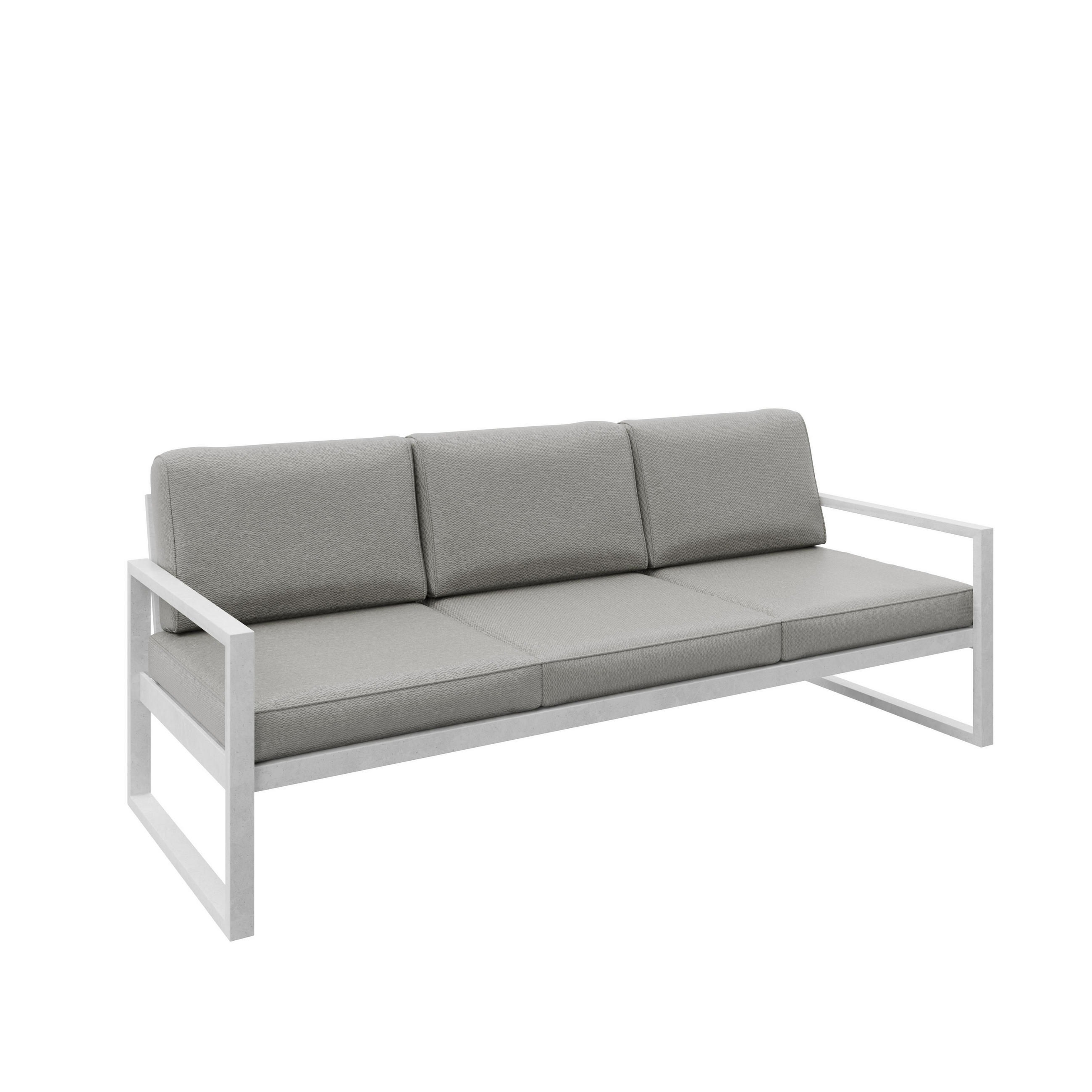GARTENSOFA 3 Sitzer Madera 216x80cm, weiß, beige - Beige/Weiß, Kunststoff/Metall (216/86/80cm) - Margaret Hadas24