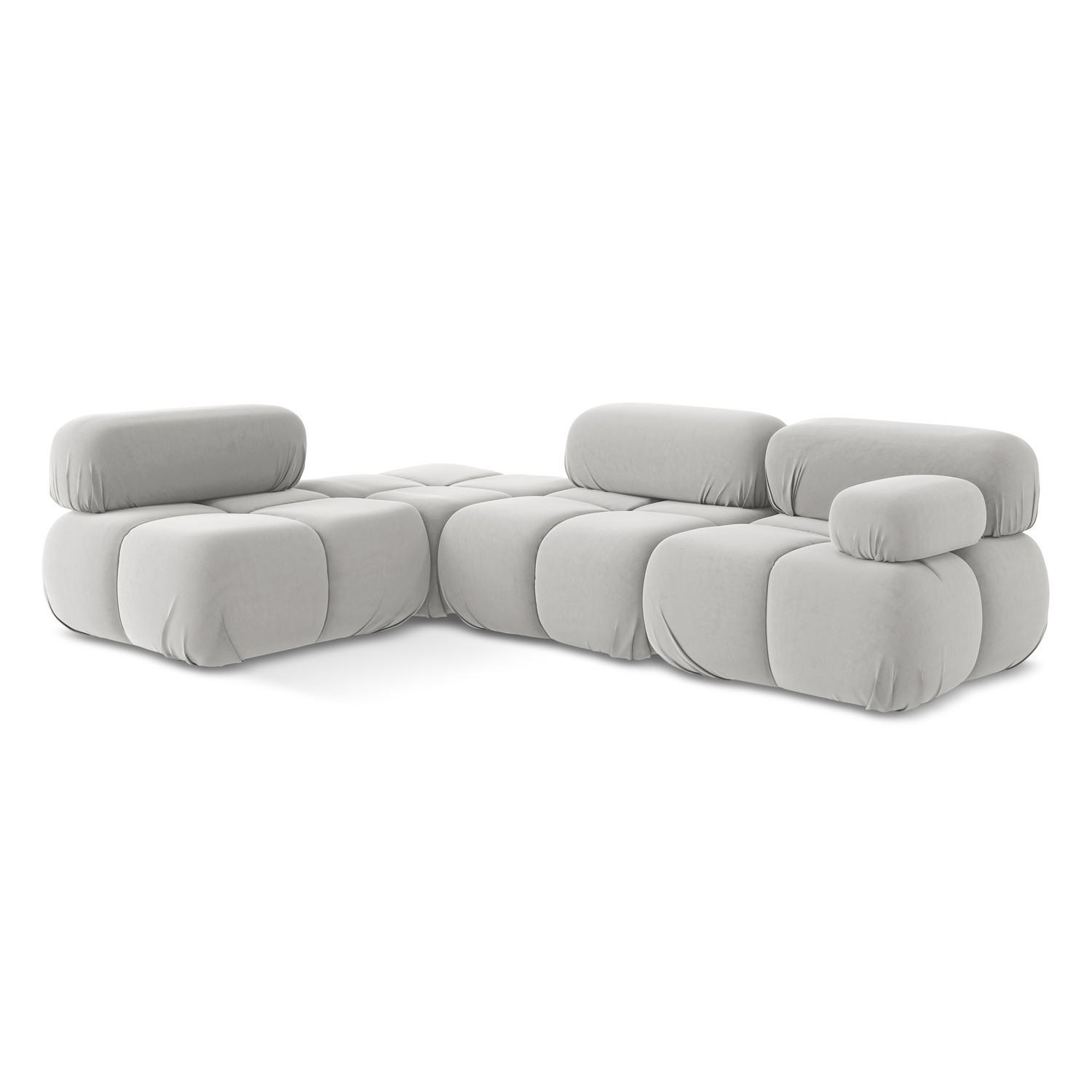 ECKSOFA Links Samt Stoff Grau - Silberfarben/Schwarz, Kunststoff/Textil (190/285cm) - LaMiaSofa