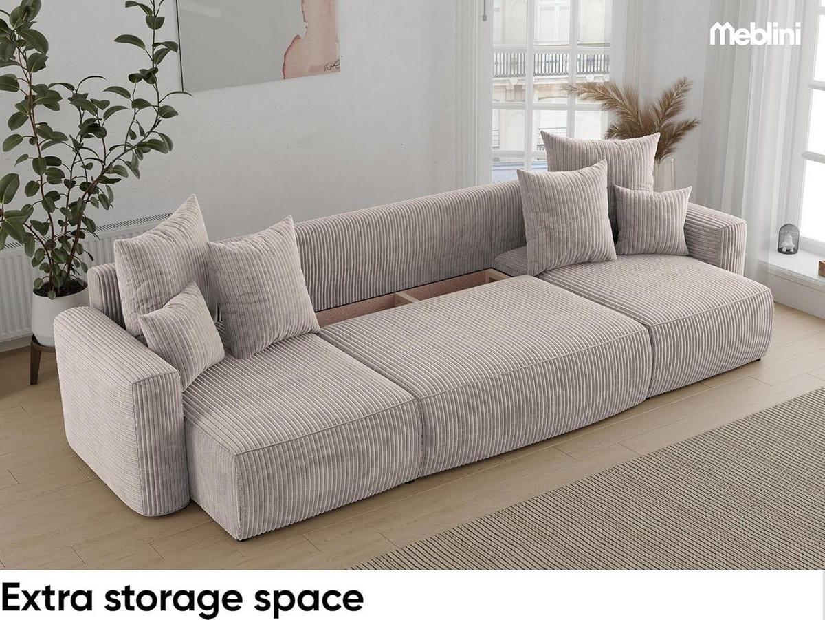 ECKSOFA DAVE U - Beige/Schwarz, Holzwerkstoff (312/142cm) - Meblini