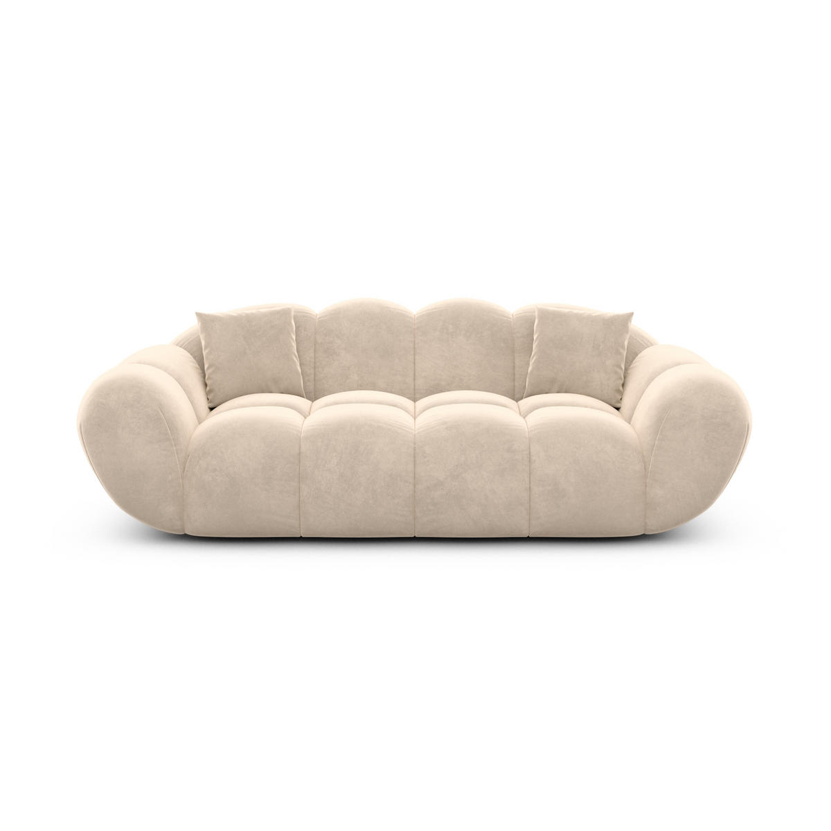 2-SITZER-SOFA Liva Creme Samtstoff - Creme, Textil (200/70/93cm) - VAROYAL