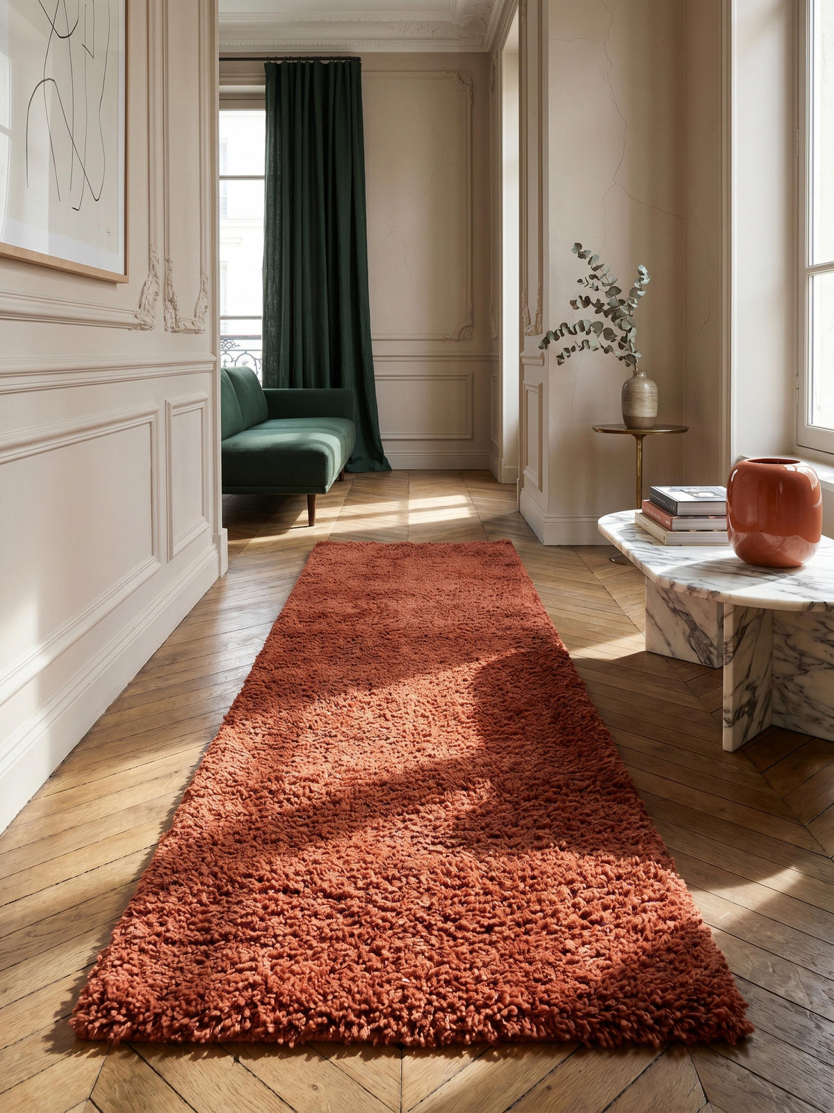 HOCHFLORTEPPICH RHEIN, einfarbig, aus Polypropylen, Terrakotta, 60 x 110 cm - Orange, Textil (60/110cm) - KADIMA DESIGN