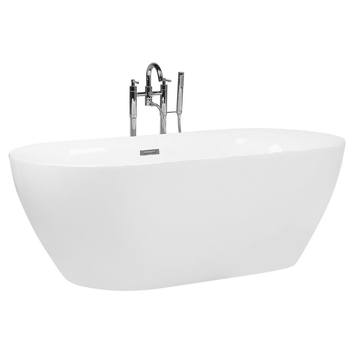 BADEWANNE FREISTEHEND 75x160x58 cm weiß Carrera - Weiß, Kunststoff (75/58/160cm) - Beliani