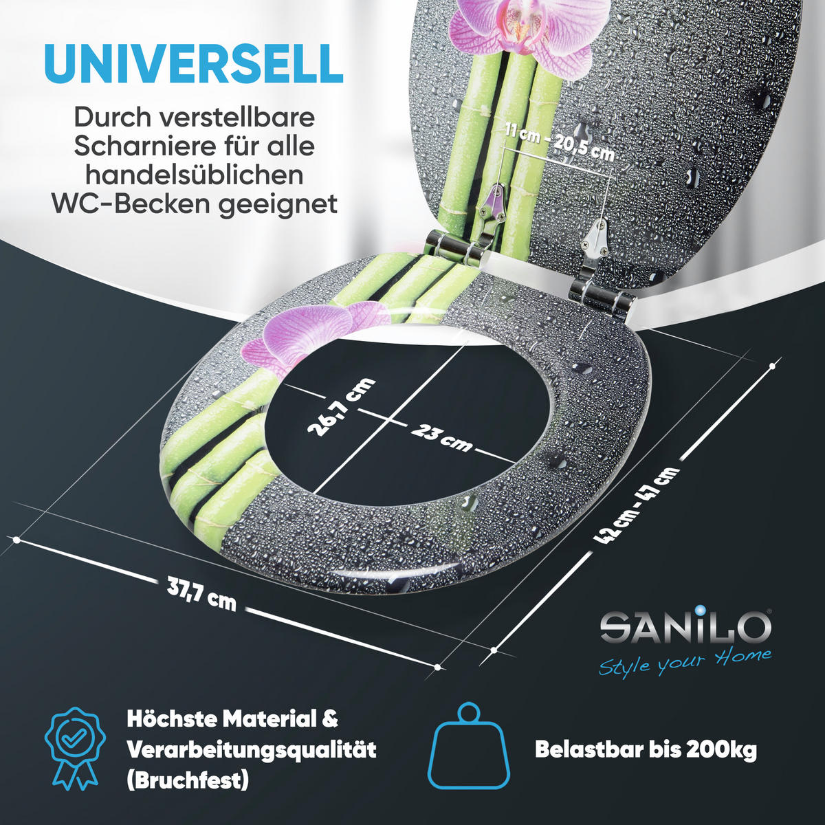 WC-SITZ mit Absenkautomatik Asia - Violett, Holzwerkstoff (38/6/47cm) - Sanilo