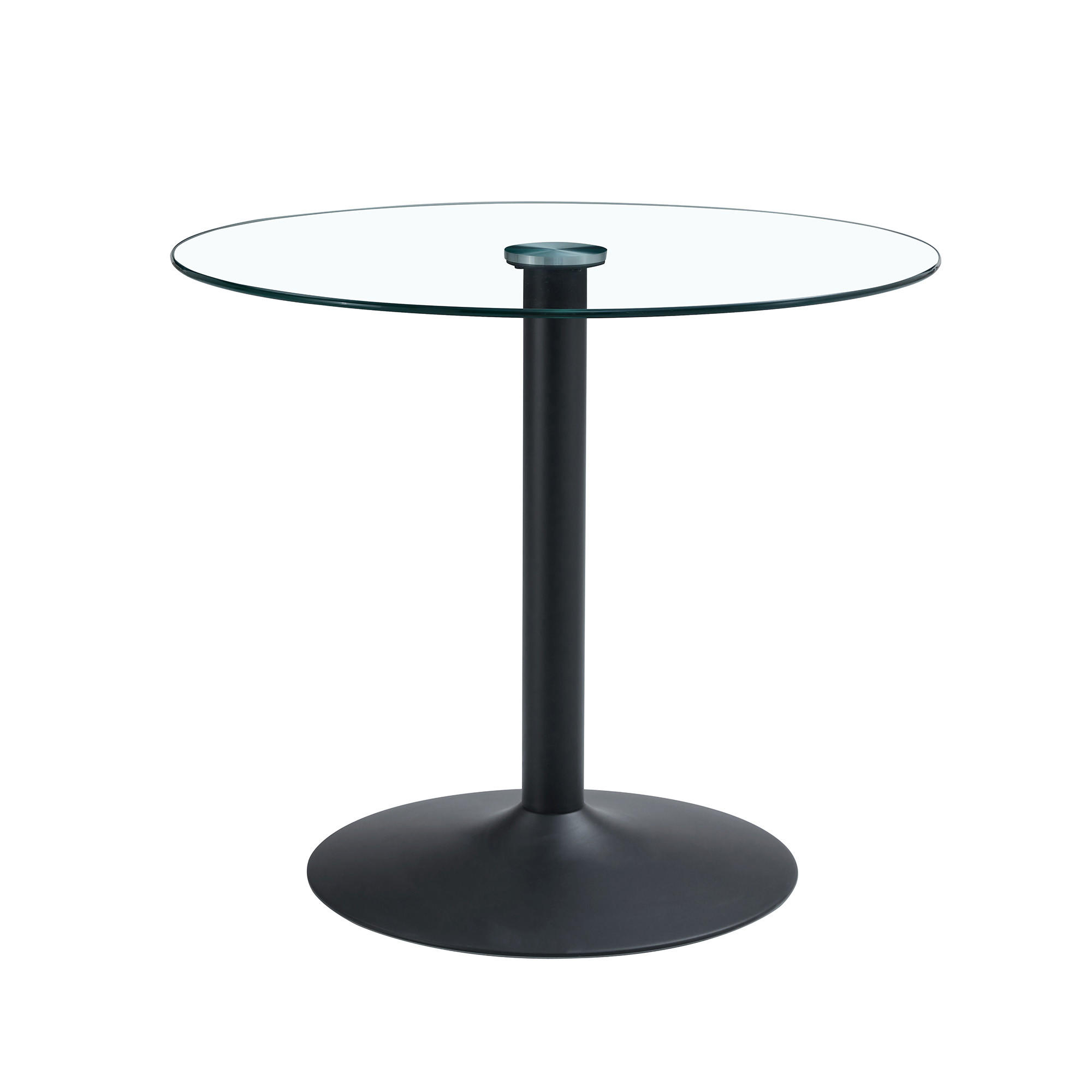 ESSTISCH 85/85/76 cm schwarz transparent aus Glas und Metall mit runder Tischplatte - Schwarz, Holzwerkstoff (85/85/76cm) - OKWISH
