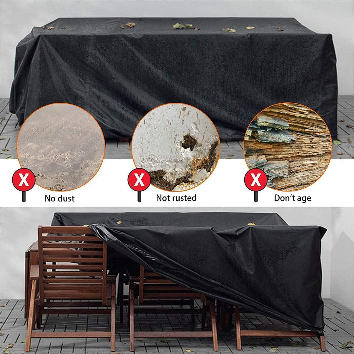 ABDECKHAUBE für Gartenmöbel 180 x 120 x 74 cm Schwarz - Schwarz, Kunststoff (132/72/213cm)