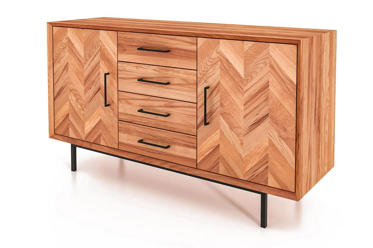 KOMMODE BREIT LEON Kernbuche - Kernbuche, Holz (144/80/45cm) - byoak
