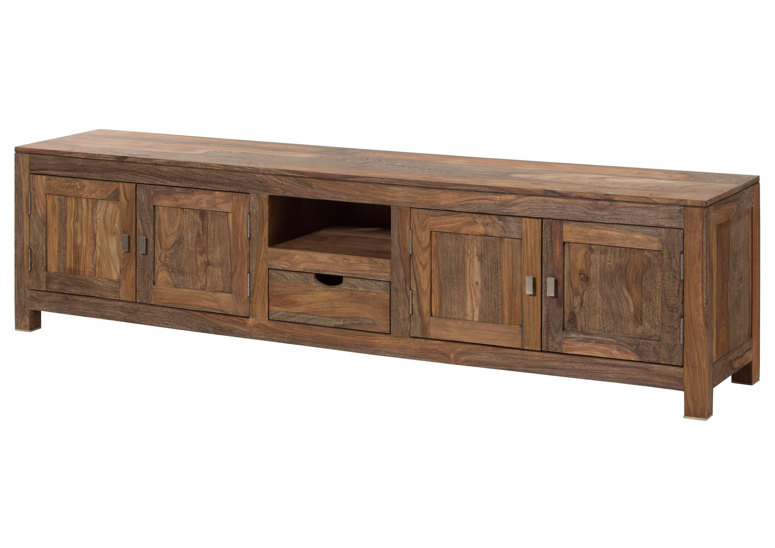 TV-BOARD Sheesham 220x45x56 grau geölt NATURE GREY #38 - Grau, Holz (220/56/45cm) - Massivmoebel24