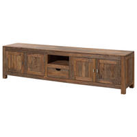TV-BOARD Sheesham 220x45x56 grau geölt NATURE GREY #38 - Grau, Holz (220/56/45cm) - Massivmoebel24