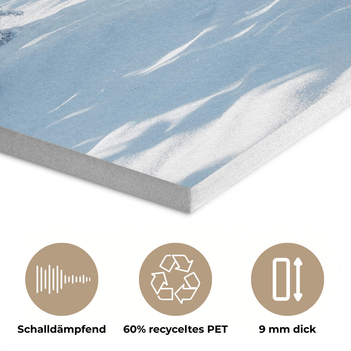 AKUSTIKPANEEL Winterlandschaft - Natur - Berge - Bäume - Schnee 70x100 cm - Hellblau, Textil (70/0.9/100cm) - MuchoWow