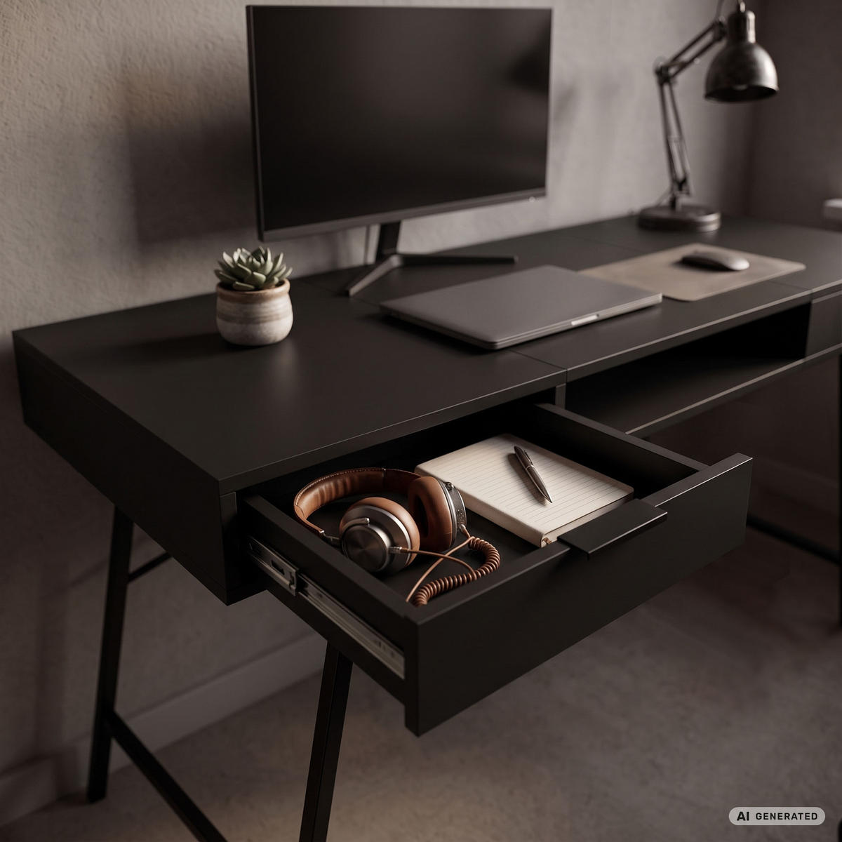 SCHREIBTISCH ARDEN 120 cm Schwarz - Schwarz, Holzwerkstoff (120/50/80.5cm) - Akord