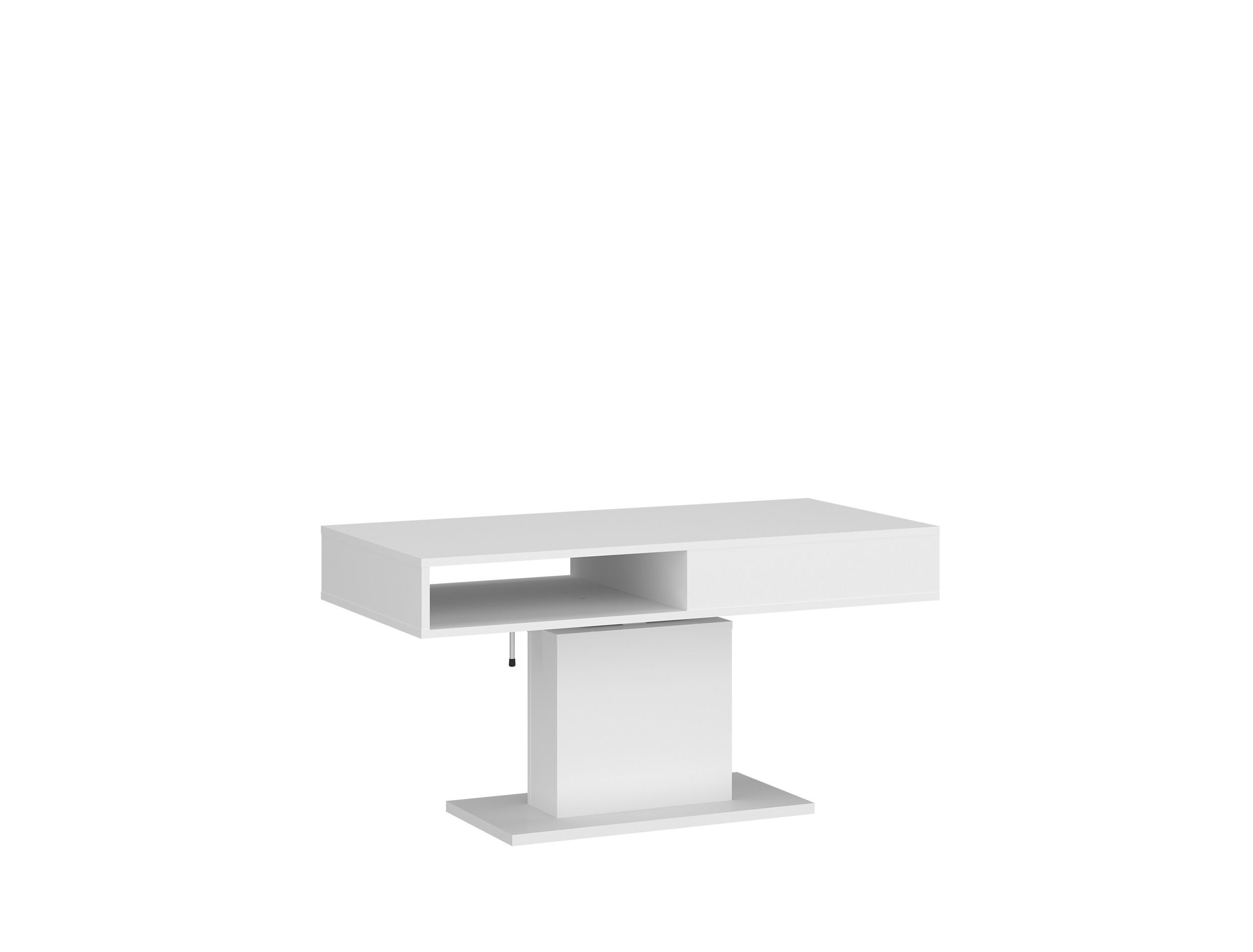 COUCHTISCH rechteckig stufenlos höhenverstellbar Schubalde 110/65/59 cm - Weiß, Holzwerkstoff (65/110/59cm) - designimpex