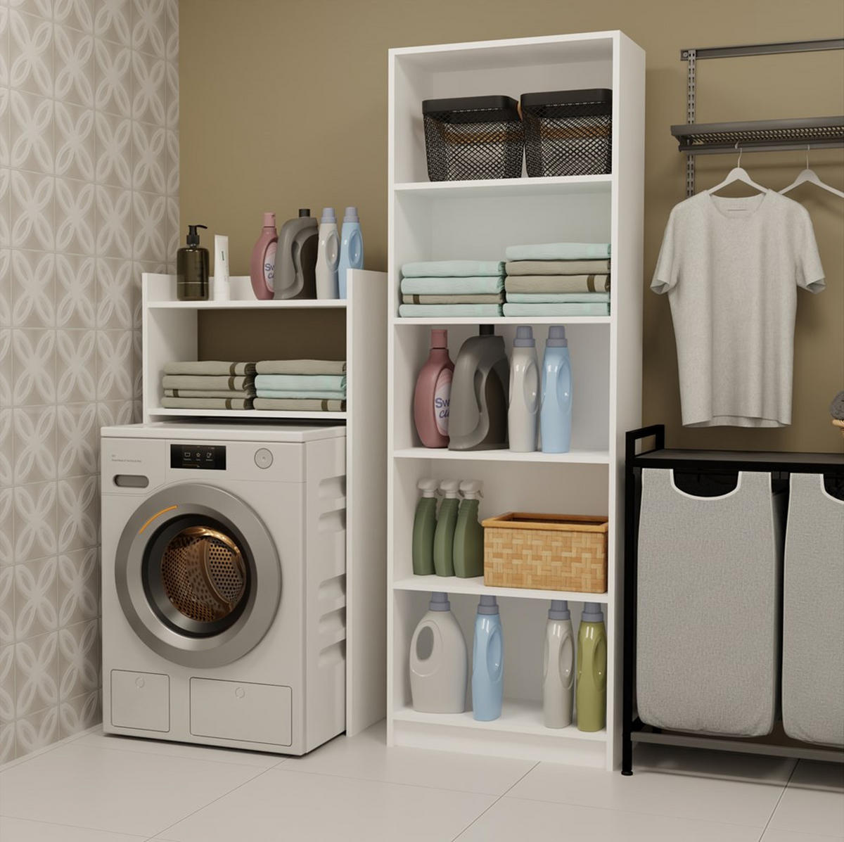 WASCHMASCHINENUMBAUSCHRANK C2 Weiß 64/124/30 - Weiß, Holzwerkstoff (64/124/30cm) - RAUMHIRSCH FURNITURE