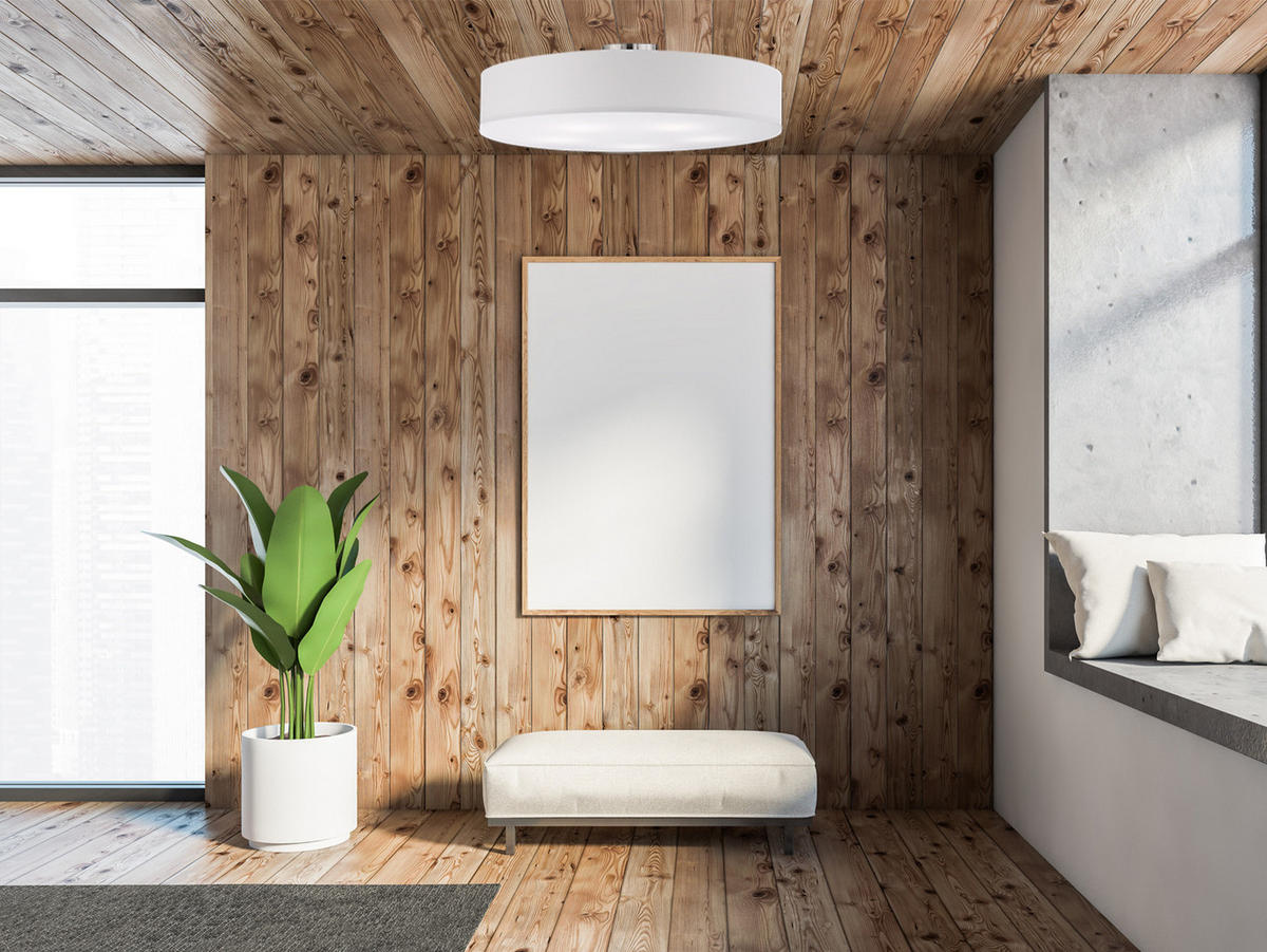 LED-DECKENLAMPE Ø65cm, Lampenschirm Stoff Weiß - Weiß, Textil (65/65/17cm) - meineWunschleuchte