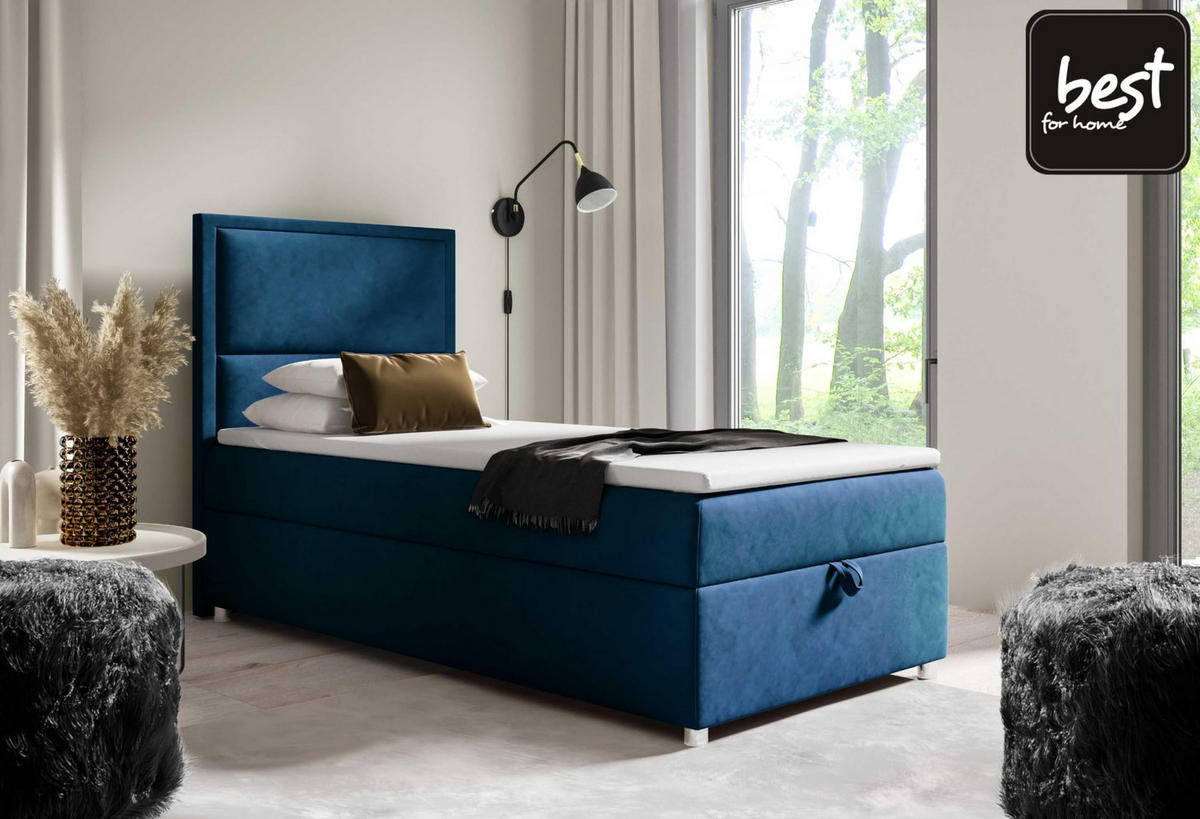 BOXBETT mit Bettkasten Trinity K11-SINGLE Bonellfederkern inkl. Topper - Blau, Holz/Holzwerkstoff (80/200cm) - Best For Home