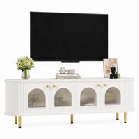 TV-ELEMENT mit 4 Glastüren 170 x 35 x 55 cm MDF White and Gold - Weiß, Holzwerkstoff (35/55/170cm) - Beauniv