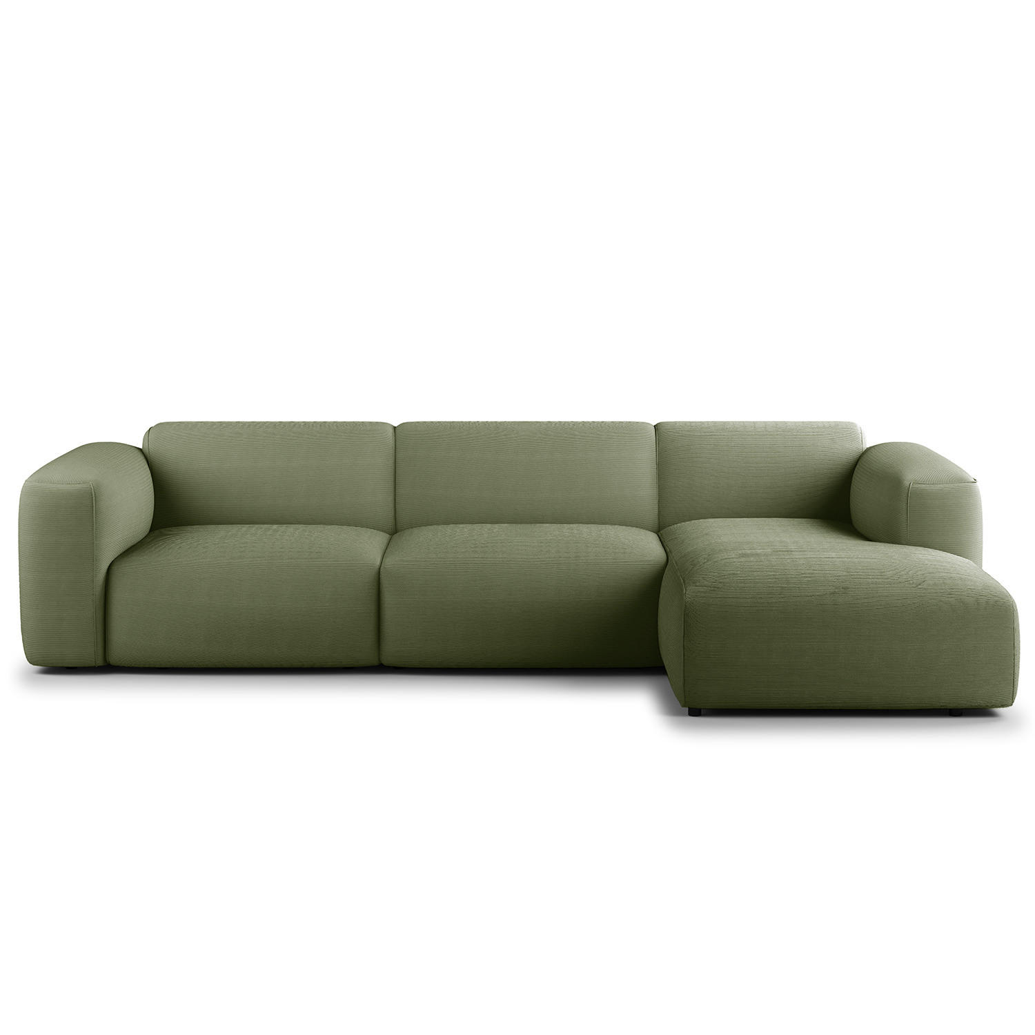 3-SITZER ECKSOFA mit Longchair - Dunkelgrün/Schwarz, Textil (284/173cm) - home24