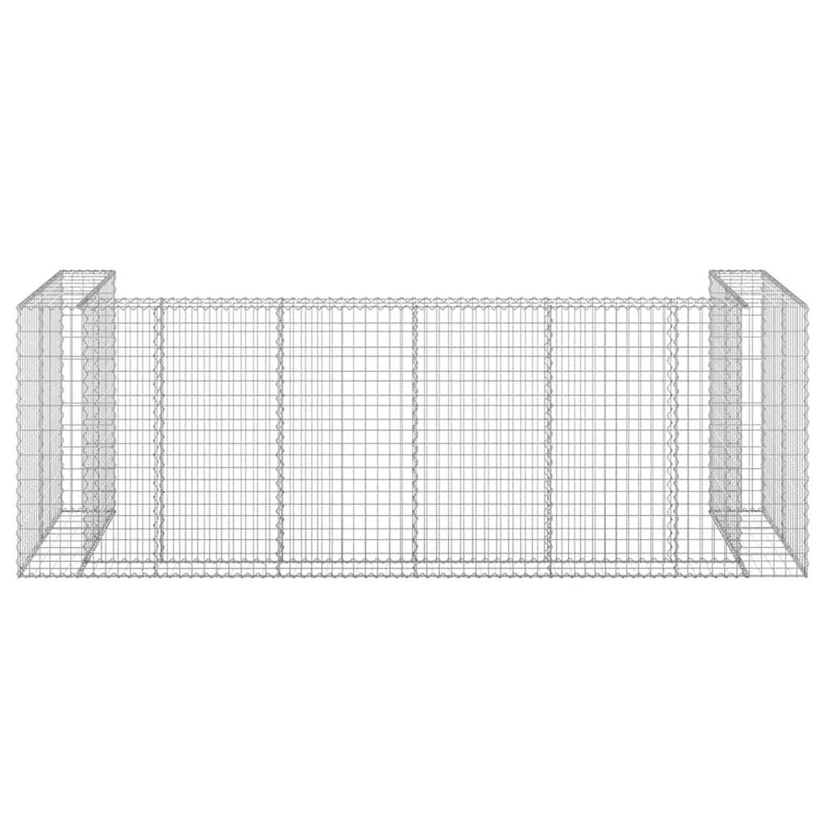 4ER Gabionen Mülltonnenbox ESOL | 110x325x100cm| Mülltonnenverkleidung für 4 Tonnen - Silberfarben, Metall (325/110/100cm) - DELUKE