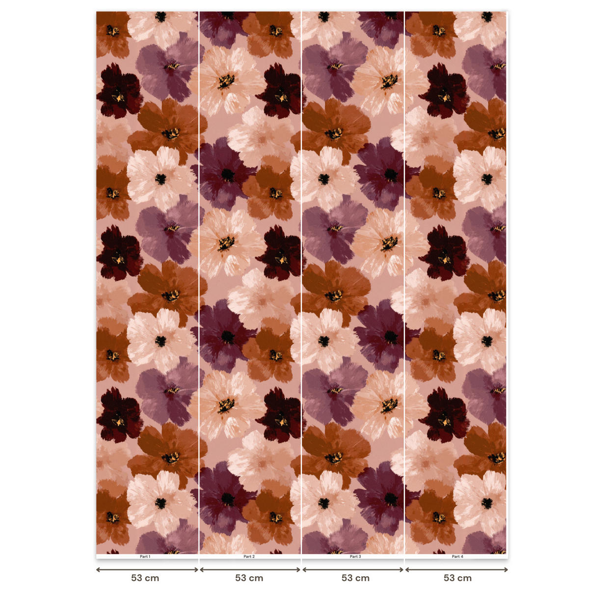 TAPETE - Blumen - Abstrakt - Erdtöne - 220x300 cm - Multicolor, Papier (220/300cm) - OnlyWow