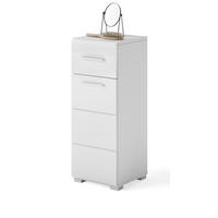 KOMMODE Badschrank, weiß Hochglanz 30 x 79 cm, Kommode mit viel Stauraum - Weiß Hochglanz/Silberfarben, Holzwerkstoff/Kunststoff (30/79/31cm) - Inn.Furn