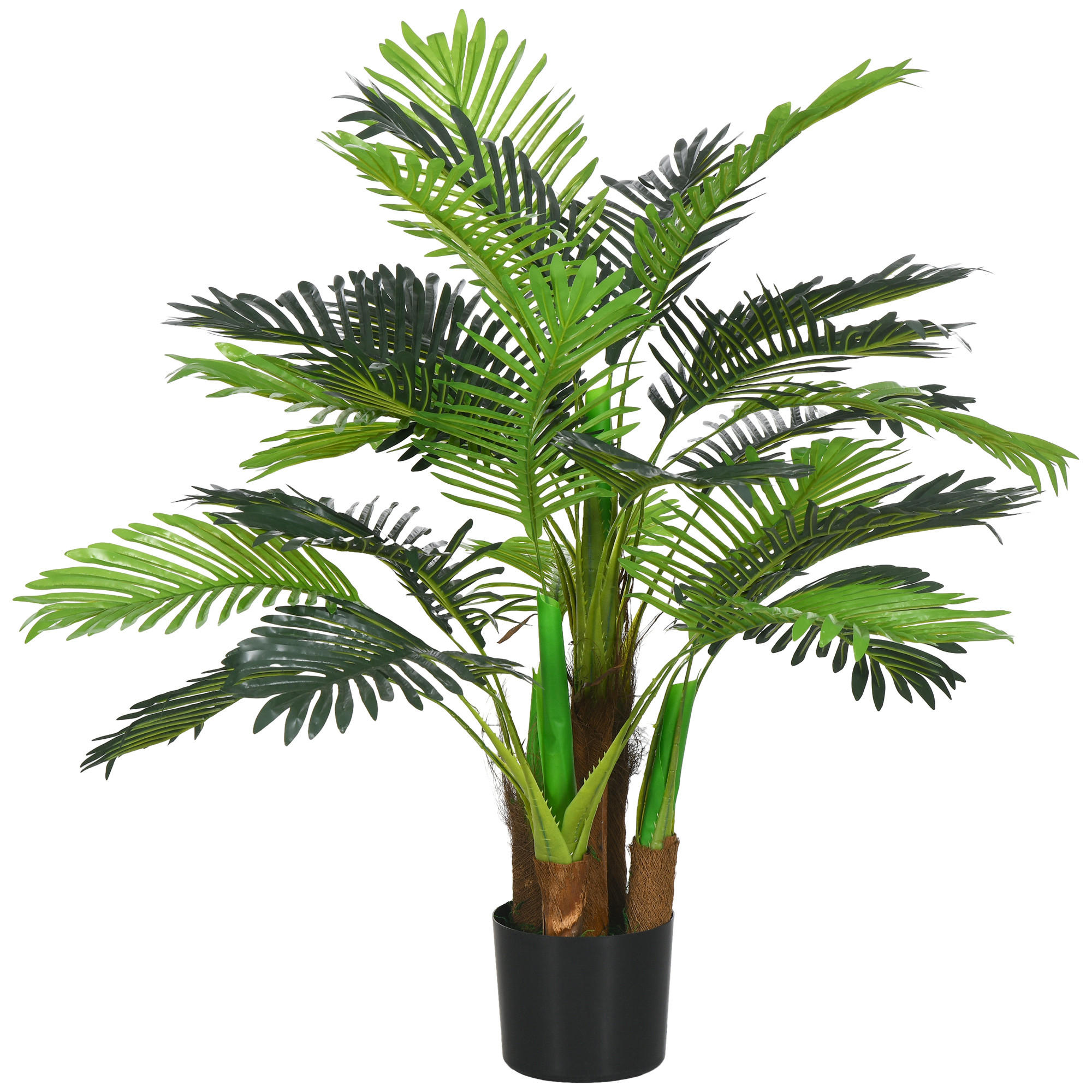 KÜNSTLICHE Palme, 1 m hoch, realistische Äste, dekorative Kunststoffpflanze mit Topf, braun + grün - Grün, Kunststoff (100cm) - FORIOUS