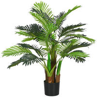 KÜNSTLICHE Palme, 1 m hoch, realistische Äste, dekorative Kunststoffpflanze mit Topf, braun + grün - Grün, Kunststoff (100cm) - FORIOUS