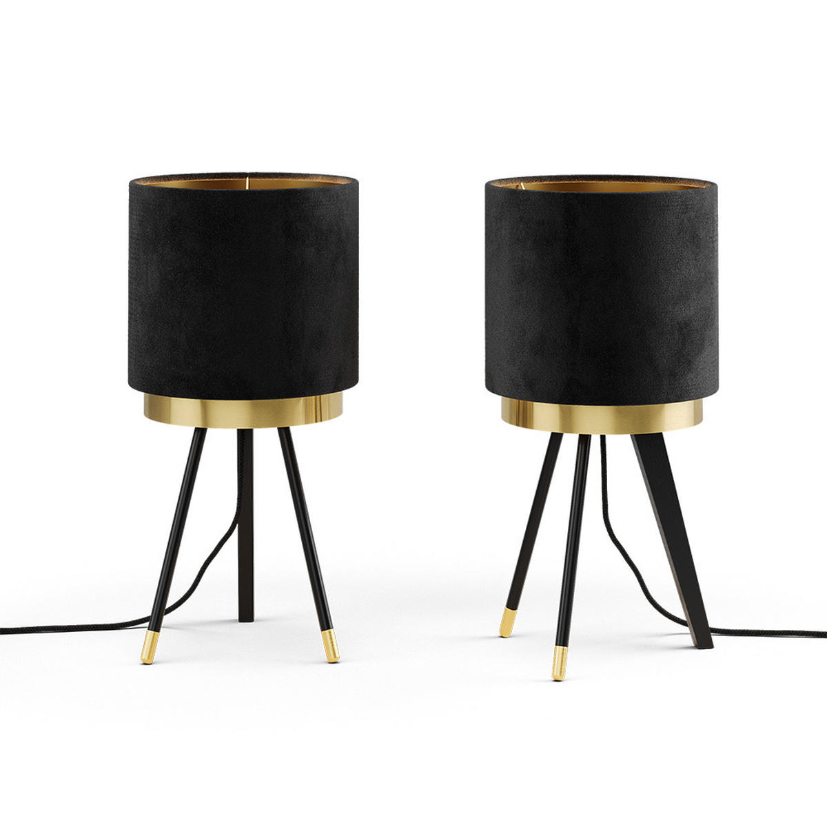 TISCHLAMPE Goldamo Schwarz 23 x 46 cm 2er-Set - Goldfarben/Schwarz, Metall (23/23/46cm) - Vicco