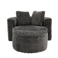 SESSEL aus Stoff 130x115x103 cm Dunkelgrau mit Hocker, ohne Montage und 360°-Design - Dunkelgrau, Textil (129/65/116cm) - Modfu