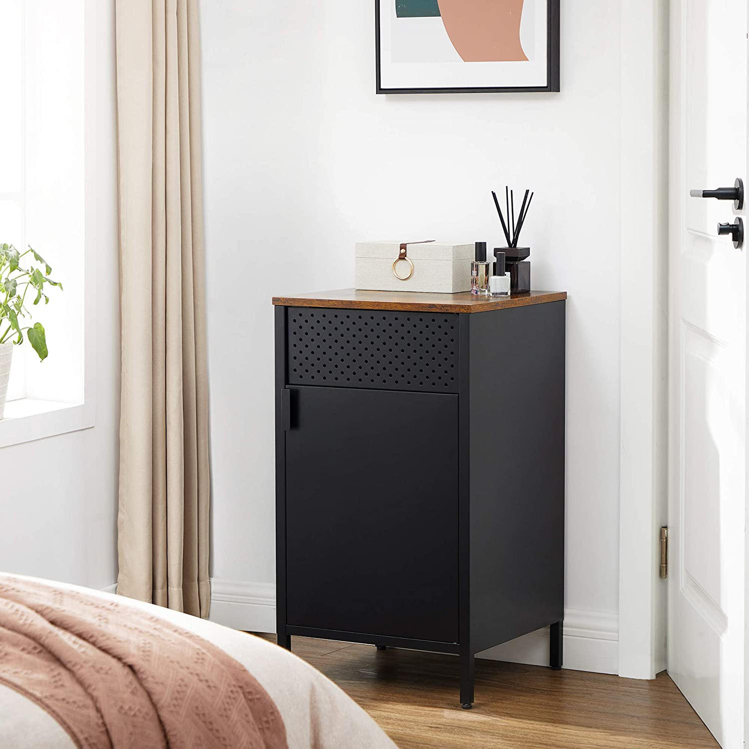 NACHTTISCH BEISTELLSCHRANK - Braun, Holzwerkstoff (40/76/42.5cm) - Hansiro