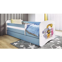 KINDERBETT Zoo 70x140 cm mit Schublade, Rausfallschutz & Lattenrost, Blau - Blau, Holzwerkstoff (70/140cm) - RAUMHIRSCH FURNITURE