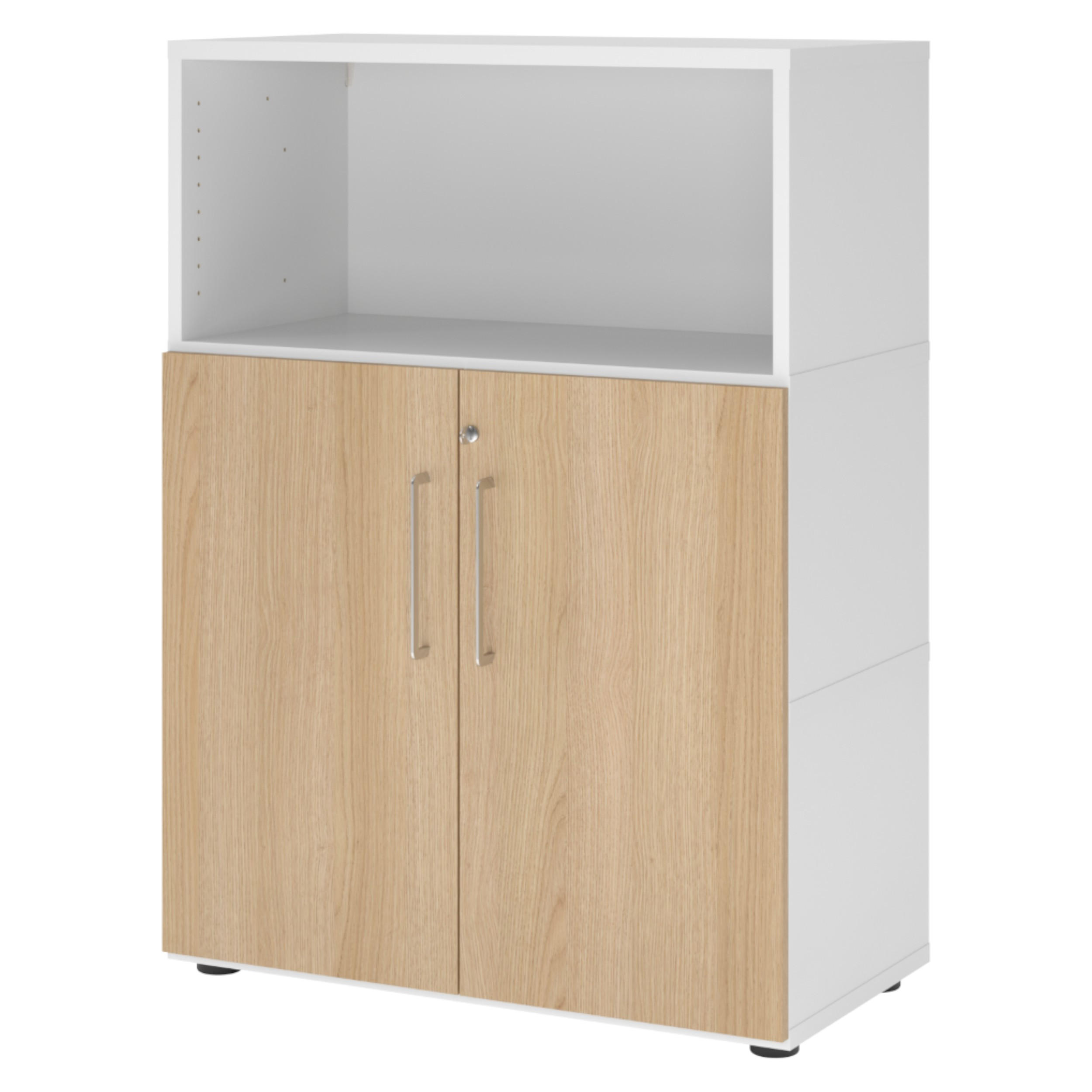 bümö Aktenschrank Weiß, Eiche 80x110x41.7 cm