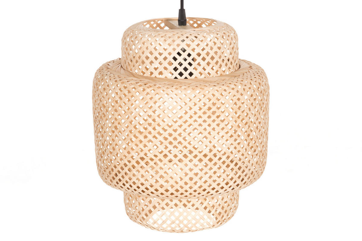 DECKENLEUCHTE Bambusgeflecht Ø 30 cm - Beige, Naturmaterialen (30/30/135cm)