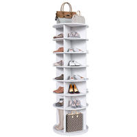 SCHUHREGAL 60/60/184 cm mit 360°-Drehfunktion und 7 Ebenen, platzsparend, Weiß - Weiß, Holzwerkstoff (60/184/60cm) - Redom