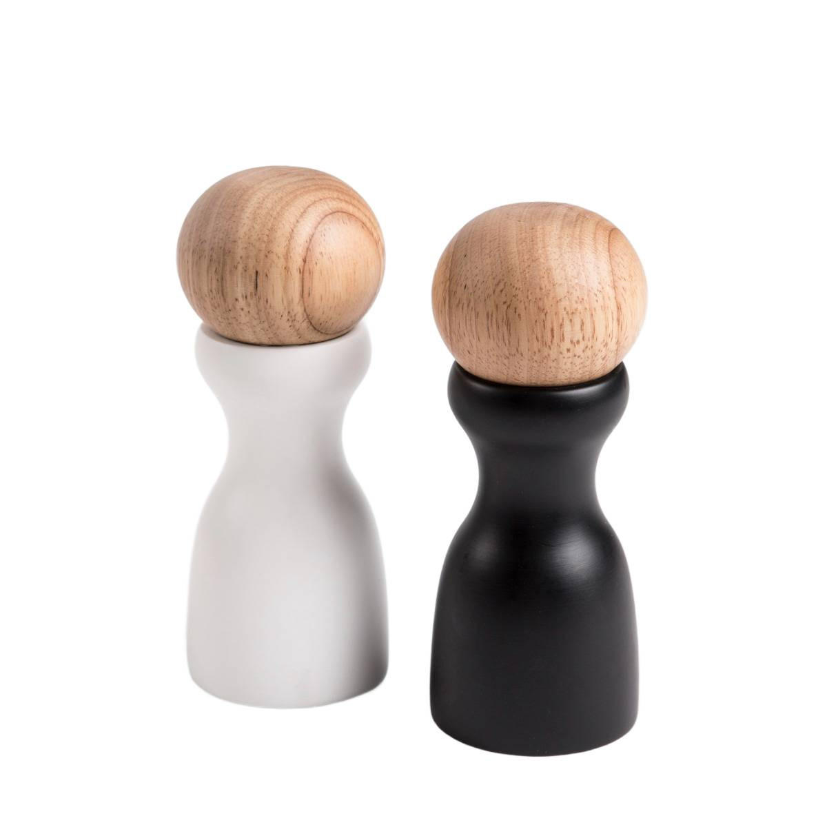 GEWÜRZMÜHLE Newgrind weiß und schwarz 15,5 cm 2er-Set - Schwarz, Kunststoff (6/15/6cm) - Homla