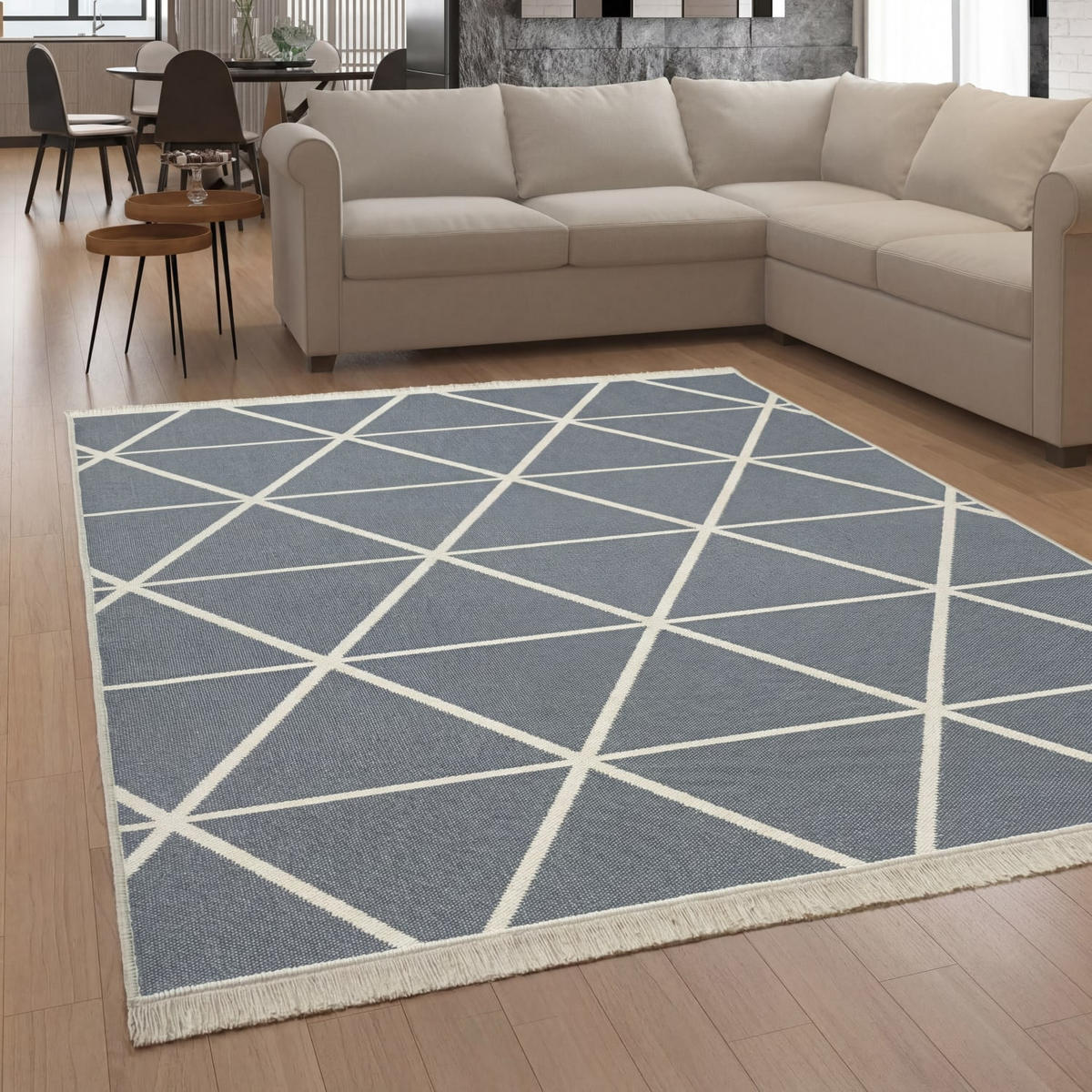KURZFLORTEPPICH 140/200 cm Skandi Kilim 146 - Grau, Naturmaterialien (140/200cm) - Paco Home