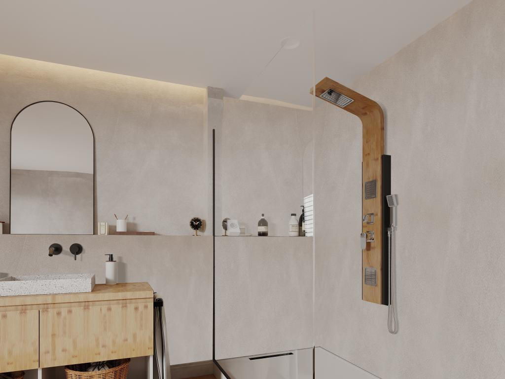 MASSAGE-DUSCHSÄULE - Regendusche - Bambus - 22 x 145 cm - DALIMA - Naturfarben, Holz (22/145/22cm) - Vente-Unique