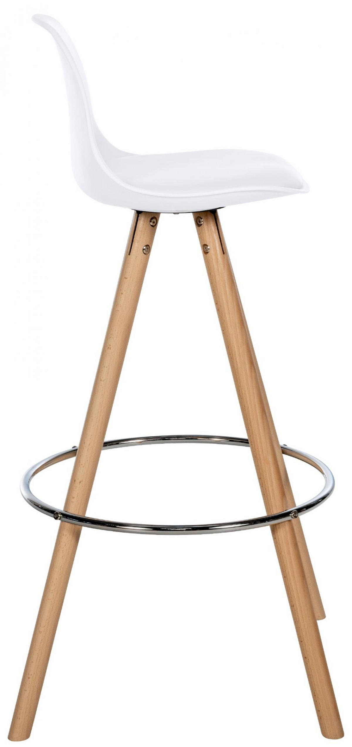 BARHOCKER Lederlook weiß - Eukalyptusholzfarben/Weiß, Holz/Textil (38/99/44cm) - CLP