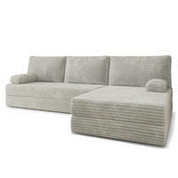 ECKSOFA ANKO modulares Boneless Sofa mit Schlaffunktion Hellgrau Kordstoff - Hellgrau, Textil (270/160cm) - MASSENO
