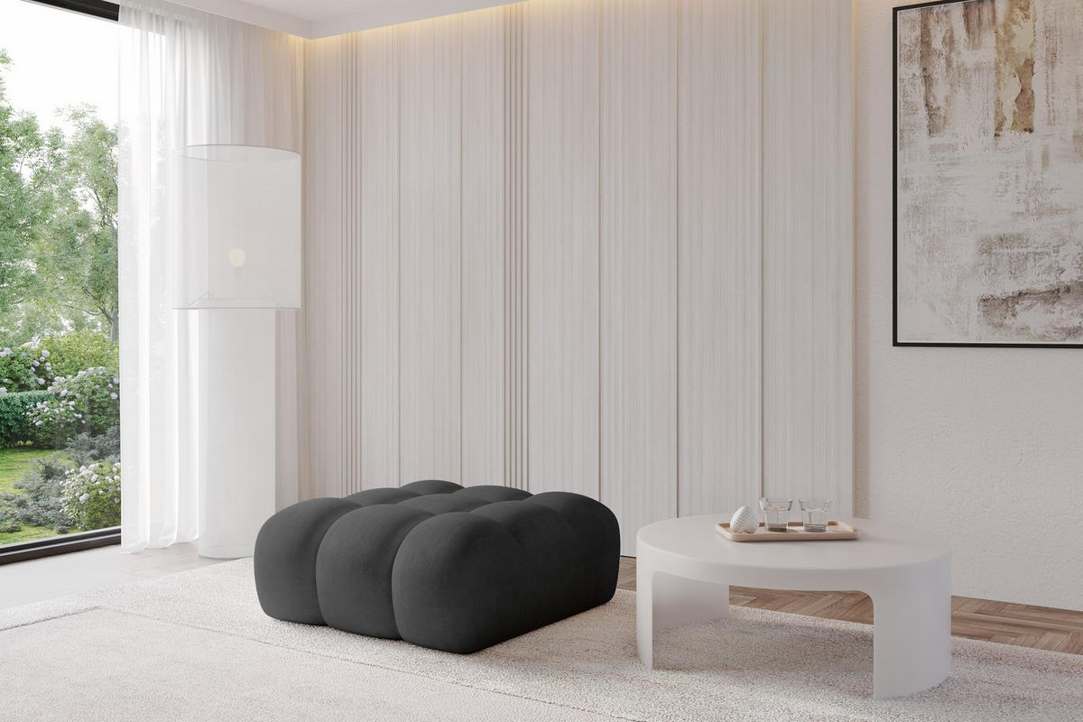 TABURET OLEA-PUF 91x87x44 cm Černá Velur - černá/grafitová, kompozitní dřevo/textil (91/44/87cm) - ALTDECOR