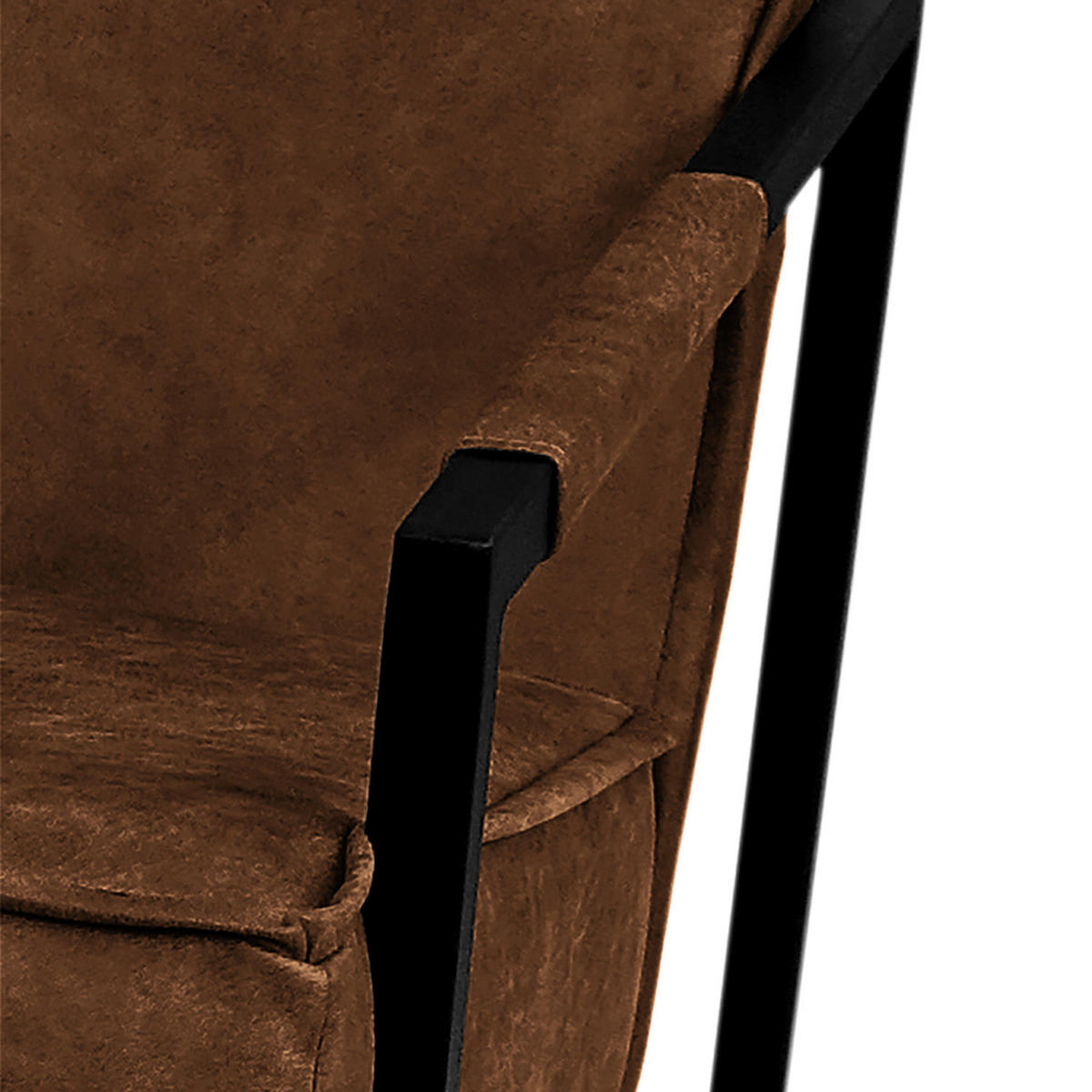 2-SITZER SOFA - Antiklederlook - Braun, Textil/Metall (125/74/82cm) - home24