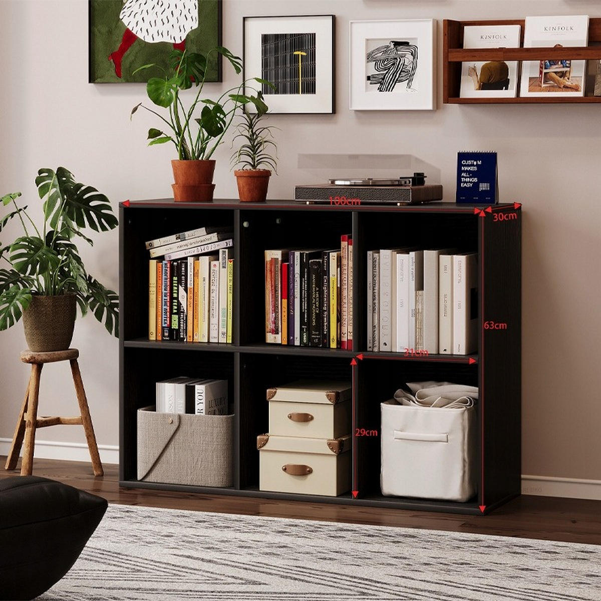 BÜCHERREGAL, Schwarz, 30/100/63 cm - Schwarz, Holzwerkstoff (100/63/30cm)