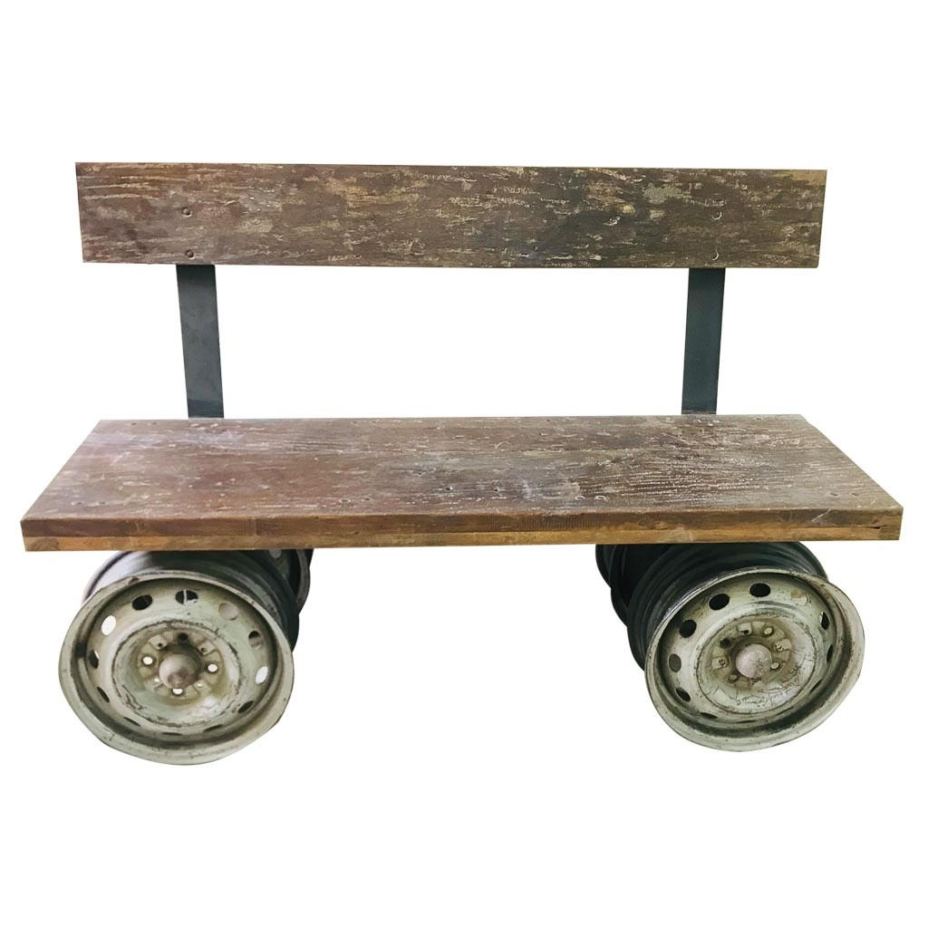 BANK aus Metall und Holz, braun, 142x44x98cm - Multicolor, Holz (142/98/44cm) - Wanderlust