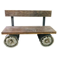 BANK aus Metall und Holz, braun, 142x44x98cm - Multicolor, Holz (142/98/44cm) - Wanderlust