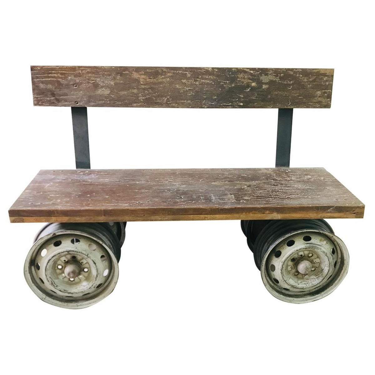 BANK aus Metall und Holz, braun, 142x44x98cm - Multicolor, Holz (142/98/44cm) - Wanderlust