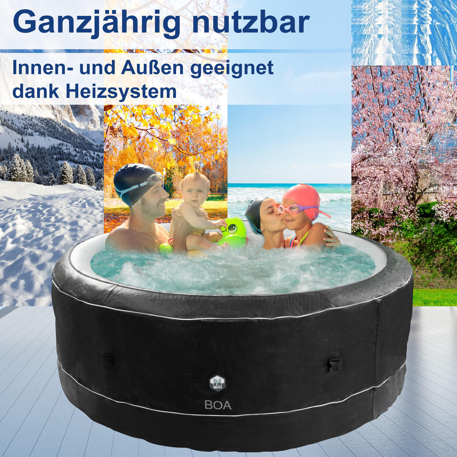 WHIRPOOL Boa Spa Schwarz 5 Personen - Schwarz, Leder (195/20/195cm) - Netspa